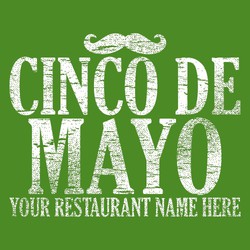 one color Cinco de Mayo tee shirt design with mustache and place for business name to be added.