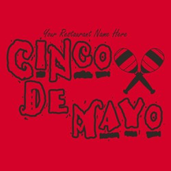 One color Cinco de Mayo tee shirt design with maracas and stylized, distressed lettering.  Add your business name above the art.