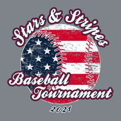 three color Fourth of July tee shirt design with distressed flag superimposed on baseball.