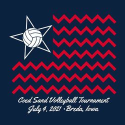 two color Fourth of July volleyball tournament tee shirt design.