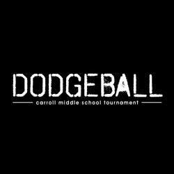 simple, one color dodgeball tee shirt design with distressed word, "DODGEBALL" and team or school name below.