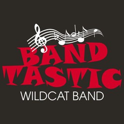 two color band tee shirt design.  Notes above lettering, "Band Tastic".