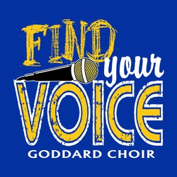 three color choir tee shirt design with microphone.  Find your Voice.