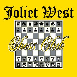 three color chess tee shirt design with flat board and pieces.  Old English style lettering above art.  Script over board.