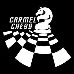 one color chess tee shirt design with white knight and circular chess board fanning out from the chess piece.