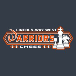 two color chess club tee shirt design with team name in frame. White king, knight and pawn on side of frame.