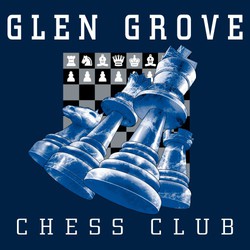 Four color chess tee shirt design with 3-D marble chess pieces over flat board.