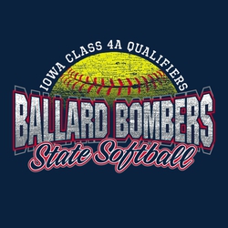 four color state softball design with distressed softball and lettering.
