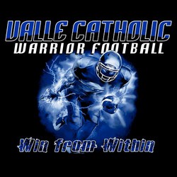 three color football tee shirt design with running back charging forward with lightning coming off of his hands.  Win from Within