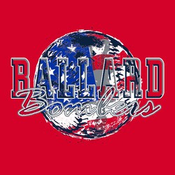 five color patriotic softball tee shirt design. Has a distressed softball with USA flag inside the ball.  3D hollow lettering over art.