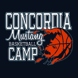 three color basketball camp tee shirt design with exploding basketball