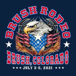 five color partiotic 4th of July Rodeo tee shirt design with eagle and flag centerpiece