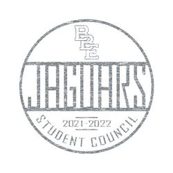 one color student council tee shirt design with distressed, circular layout.