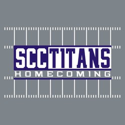 two color homecoming tee shirt design with block lettering school and mascot name placed in team colored rectangular backgrounds. Football field markings in background.
