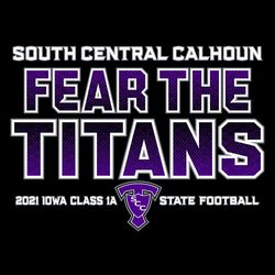 three color state football tee shirt design.  "FEAR THE..." layout with diamond shaded letters.  Logo at bottomof the design, school name at top.
