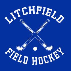 one color field hockey tee shirt design with crossed sticks and circle text.