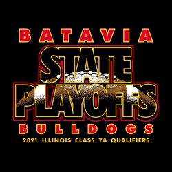 four color state football design with football placed inside lettering "State Playoffs"