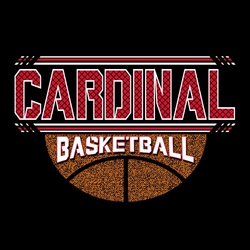 three color basketball design.  Team name with crossed pattern in lettering framed by three bars above and below lettering.  Half stippled basketball at the bottom.   Word basketball with bridge arch.