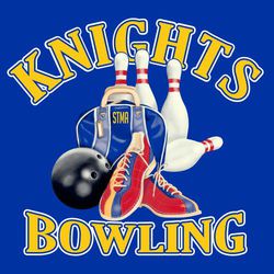 four color bowling tee shirt design with bowling ball, bowling pins, bowling bag and bowling shoes.