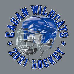 four color hockey tee shirt design with helmet over circle text and stars.