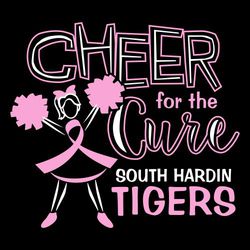 Two color cheer for the cure tee shirt design.   Cheerleader created with pink cancer ribbon.