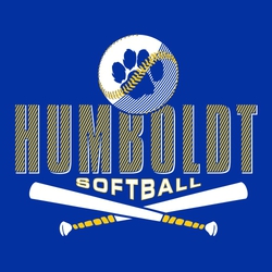 two color softball t-shirt design. Softball with line effect.  Mascot in softball.  Laces over the mascot.  Team name large in block letters with lined effect.  Word softball and crossed bats.