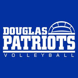 one color volleyball t-shirt design.  Block school name with half volleyball on it's left.  Large mascot name below that.  Divider line and word volleyball in smaller wide spaced letters below that.