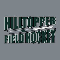 three color field hockey t-shirt design.  Stick on an angle with school name above and "field hockey" below fit to the angles of the stick.
