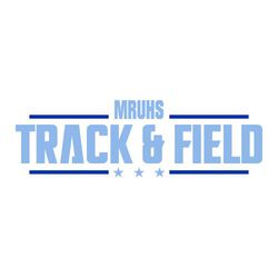 two color track and field t-shirt design.  Words track and field framed with lines above and below.  Team initials centered at top of lines and 3 stars centered below.