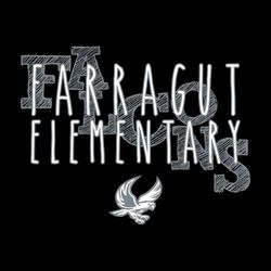 two color elementary t-shirt design. School name stacked over the word elementary in a skinny, hand style font.  Masot name in loosely placed sketch style lettering in background.  mascot at bottom.