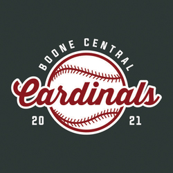 two color baseball t-shirt design with script mascot name over a baseball.  Team name in circle text over ball.  split year on each side of ball at the bottom.