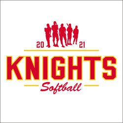 two color softball t-shirt design.  five softball players in poses, small at the top of design.  Large mascot name in block letters framed with lines.  Script word softball at bottom and split year.