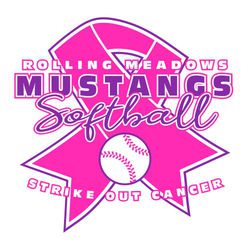 two color fight against cancer softball t-shirt design with wide ribbon and softball
