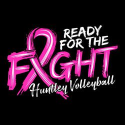 two color fight against cancer volleyball t-shirt design.  Brushed style font that says "FIGHT".  Cancer ribbon is the "I" in word "FIGHT"