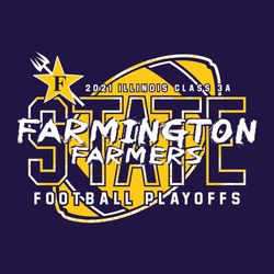 state football t-shirt design with football in background at a 45 degree angle.  School name and mascot name in a rough hand style font over a the word STATE.