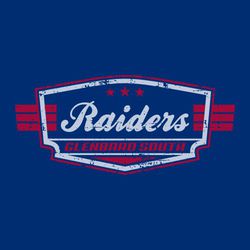 two color vintage t-shirt design.  Shield with Script mascot name inside.  Three thick lines to each side of shield.  Three stars inside top part of shield.  School name in bottom part of shield.