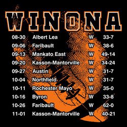 two color football t-shirt design backprint.  Football with texture in background.  School name at the top with football texture in letter.  Season schedule and scores below that.
