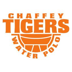 one color water polo t-shirt design with school name stacked over large mascot name.  Half ball below that with circle text "water polo" below it.