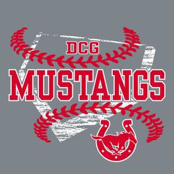 two color baseball t-shirt design.   Home plate distressed in background with large baseball laces framing block style text.  Team mascot on lower right.