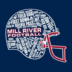 two color football t-shirt design with helmet made with football terms word art.