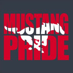 two color spirit wear t-shirt design with mascot clipped into lettering.  Mascot name at top, word PRIDE below that.