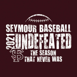 one color baseball t-shirt design.  Undefeated Season, the season that never was.  Distressed.