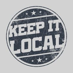 one color spirit wear and business t-shirt design.  "Keep it Local" inside distressed circular layout.   Stars and lines above and below text.
