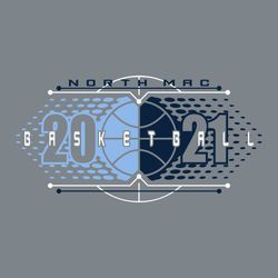 three color basketball t-shirt design. Centered basketball with halftone shading going out to each side of the design in different colors.