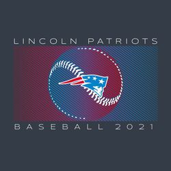 three color baseball t-shirt design.  Small thin text above and below with information.  Background rectangle made of lines fading into contrasting colors.  Large baseball with white laces.
