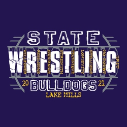 three color state wrestling t-shirt design.  WRESTLING with words willpower, resilience, endurance, strength, technique, longevity, intelligence, no doubt and grit between letters.