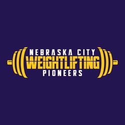two color weightlifting t-shirt design.  Weights with word "weightlifting" for the bar. School name above and mascot name below bar.