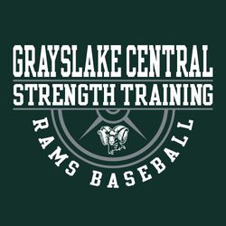 two color strength training or weightlifting t-shirt design.  Half of weight plate with lines above it frame team name and words strength training.  Mascot in plate.  Mascot name and word baseball.