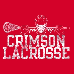 one color distressed lacrosse t-shirt design. lacrosse player with lacrosse stick over shoulders.  Large athletic block lettering, team name over word lacrosse.