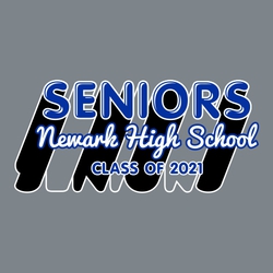 three color interactive senior t-shirt design.  Seniors with 3-D text extrusion.  Script school name over extruded letters,  class information below that.